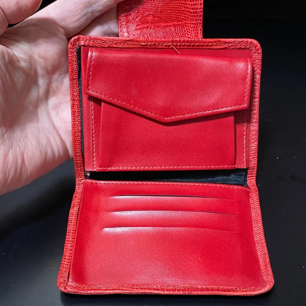 Vintage Baronet Red Crocodile-Embossed leather Women's wallet